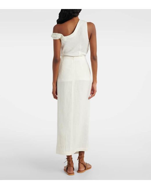 Falda Larga Suis De Lino Faithfull The Brand de color White