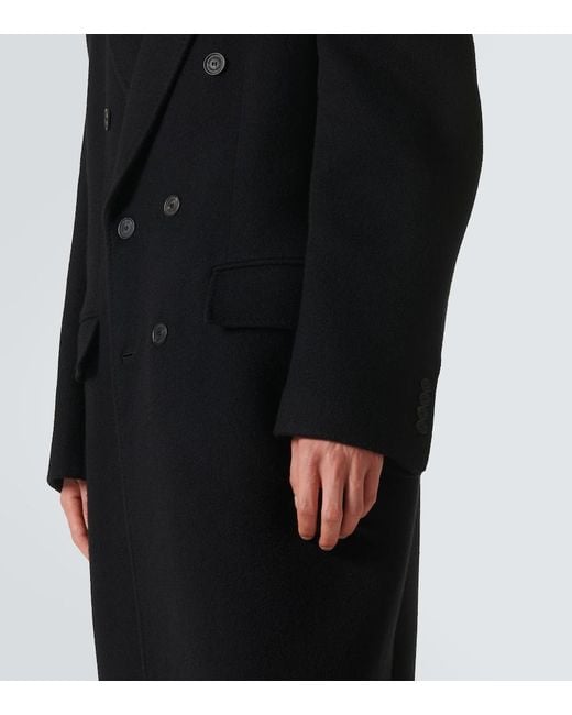 Balenciaga Zweireihiger Mantel Aus Kaschmir Und Wolle in Black für Herren