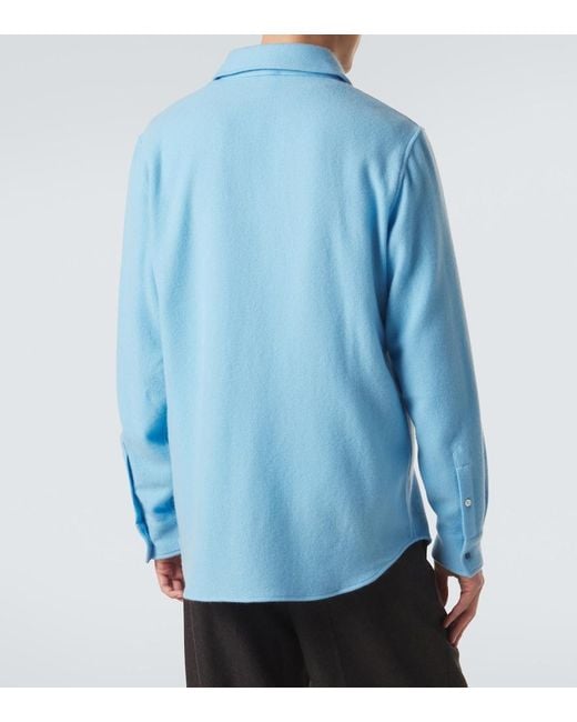 God's True Cashmere Blue Lagoon Cashmere Shirt With Lapis Lazuli for men