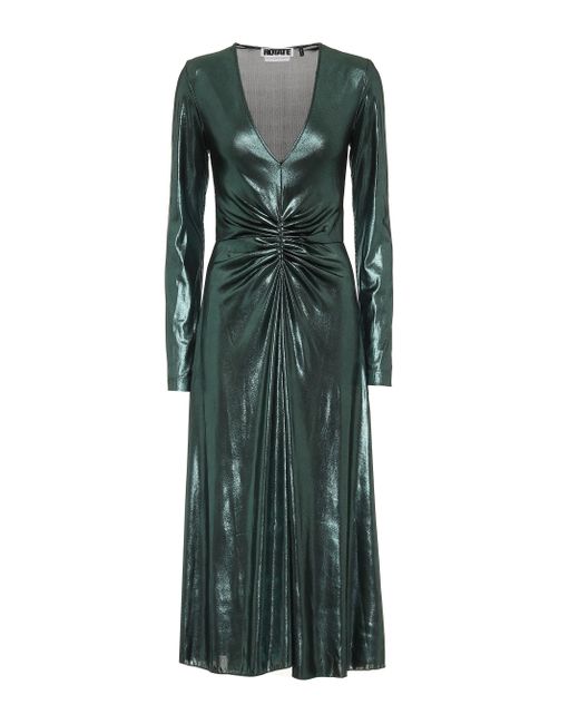ROTATE BIRGER CHRISTENSEN Metallic Stretch Midi Dress in Green - Lyst