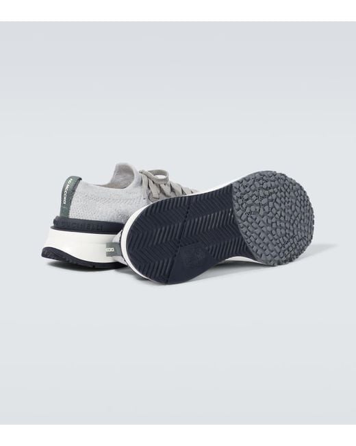 Brunello Cucinelli Sneakers aus Strick mit Leder in Metallic für Herren