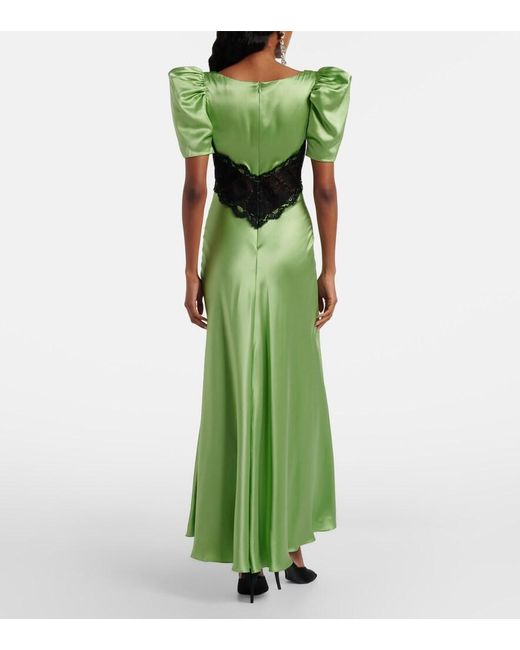 Rodarte Green Lace-Trimmed Silk Cocktail Dress