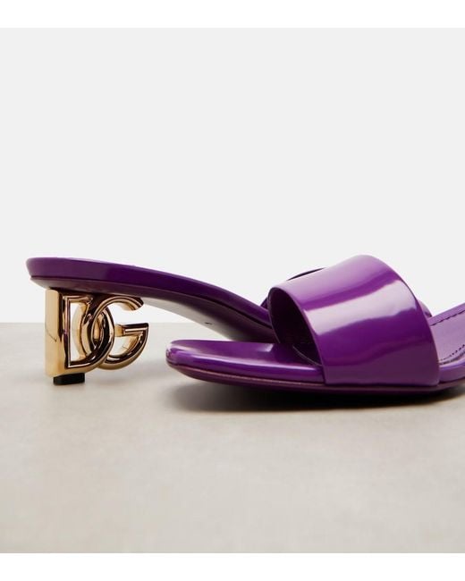 Dolce & Gabbana Purple Dg Leather Mules