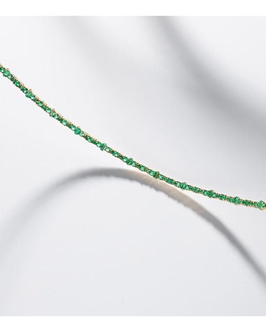 Ileana Makri Metallic Rivulet 18kt Gold Necklace With Emeralds