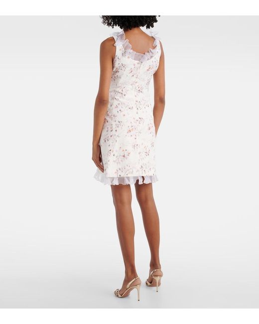 Giambattista Valli White Ruffled Jacquard Minidress