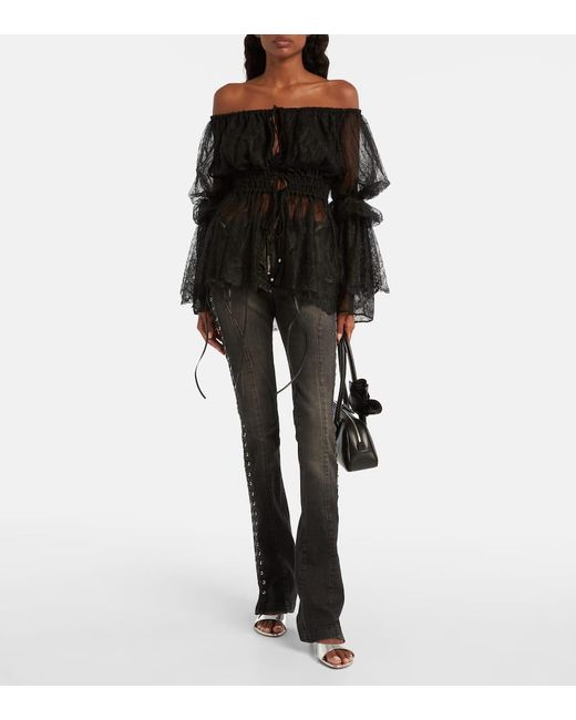 Blumarine Black Low-Rise Slim Flared Jeans