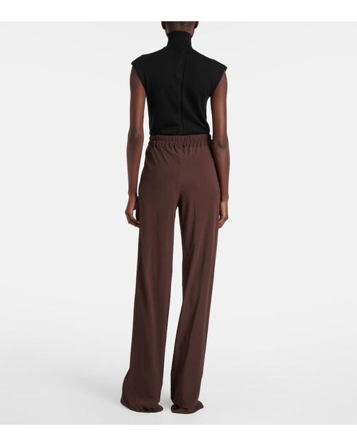 Rick Owens Brown Dietrich Drawstring Crepe Cady Straight Pants