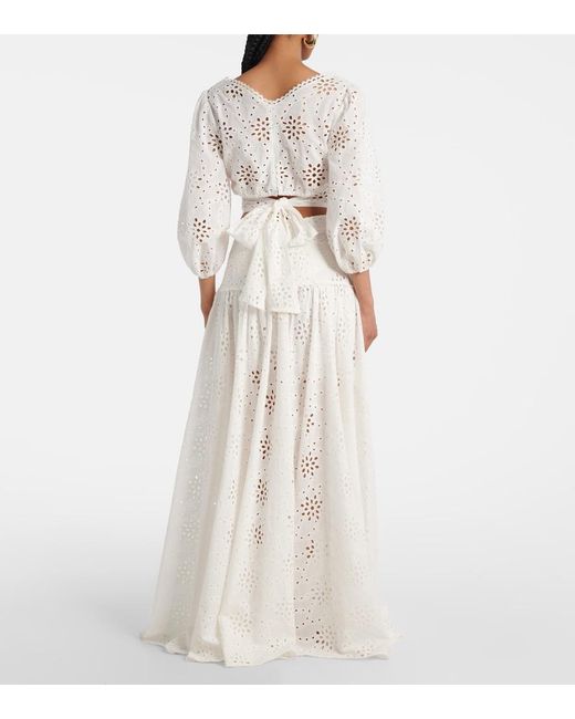 Alexandra Miro White Broderie Anglaise Cotton Crop Top