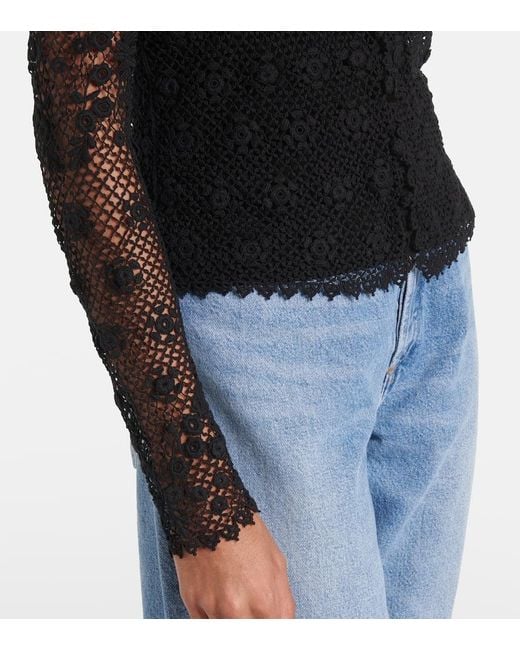 Polo Ralph Lauren Black Layered Cotton Lace Top