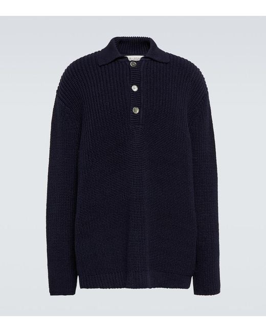 Our Legacy Blue Big Piquet Ribbed-Knit Cotton Sweater for men