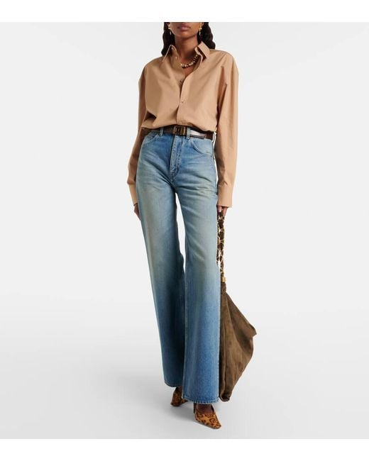 Saint Laurent Brown Cotton Poplin Shirt