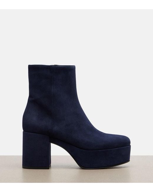 Gianvito Rossi Blue Sally Suede Platform Ankle Boots