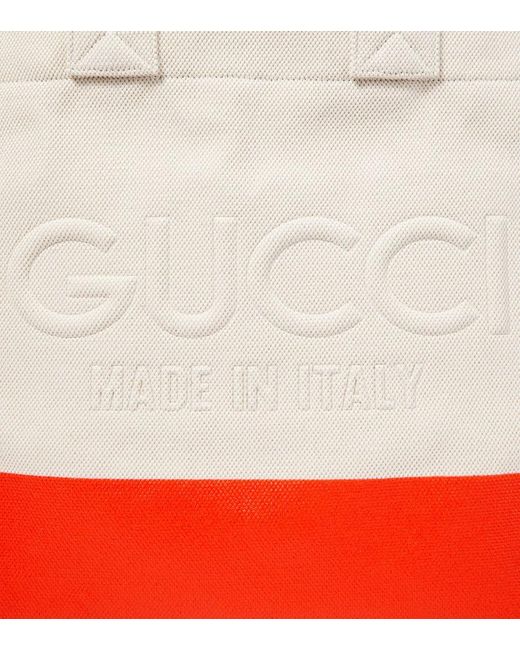 Tote de lona con logo en relieve Gucci de hombre de color White