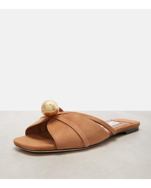 Jimmy Choo Brown Siva Suede Slides