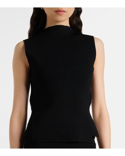 Victoria Beckham Black Ribbed-Knit Top