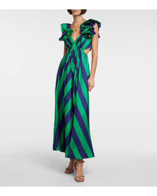 Zimmermann Green Striped Silk Maxi Dress