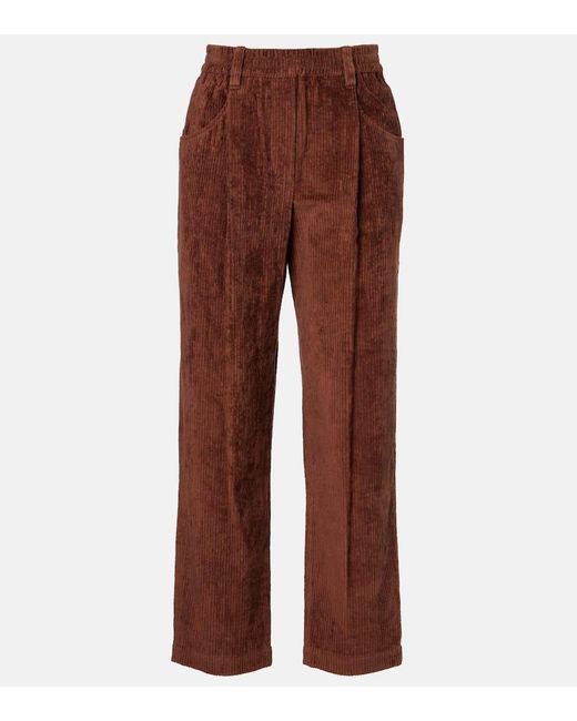 Pantalones Anchos En Pana De Algodon Brunello Cucinelli de color Brown