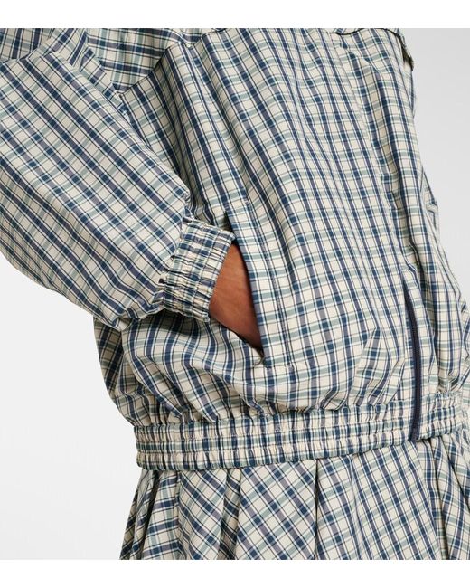 Prada Blue Checked Cotton-Blend Chambray Jacket