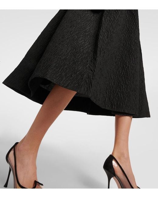 Rebecca Vallance Black Bridal Helene Off-Shoulder Brocade Midi Dress