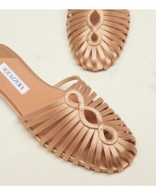 Aquazzura Pink Sweet Surrender Satin Mules
