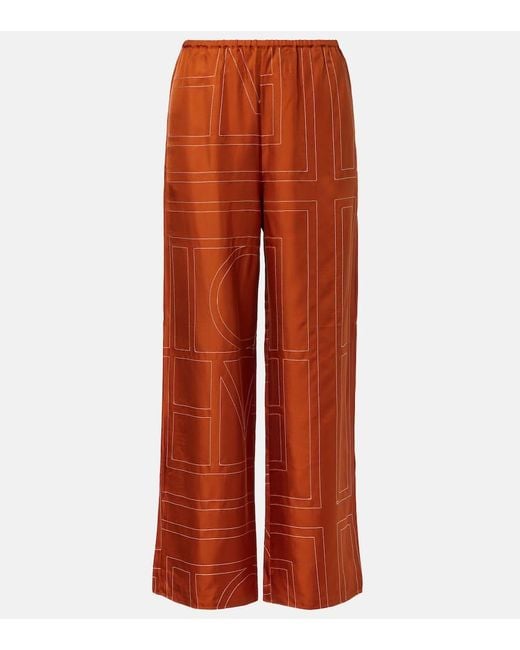 Totême  Orange Pyjama-Hose Aus Seiden-Twill