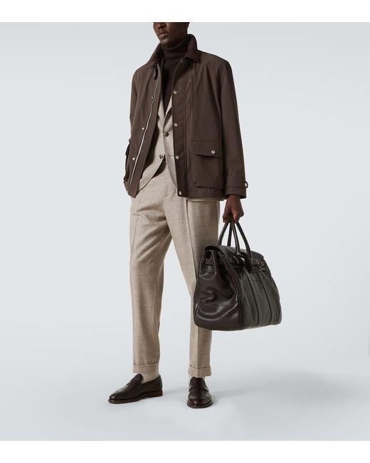 Brunello Cucinelli Brown Corduroy-Trimmed Field Jacket for men