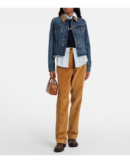 Miu Miu Blue Jeansjacke Mit Cord