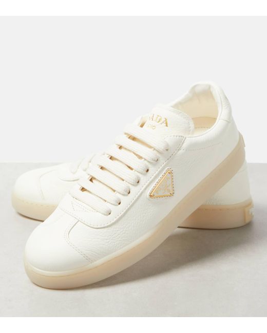 Prada White Lane Leather Sneakers