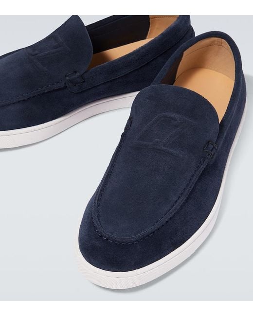 Christian Louboutin Slip-Ons Varsiboat Aus Veloursleder in Blue für Herren