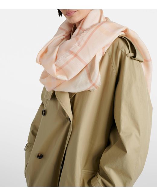 Burberry Natural Check Wool And Silk Scarf