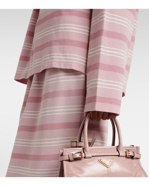 Polo Cropped De Algodon A Rayas Prada de color Pink
