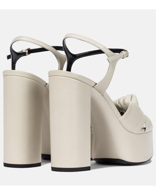 Saint Laurent White Bianca 125 Leather Platform Sandals