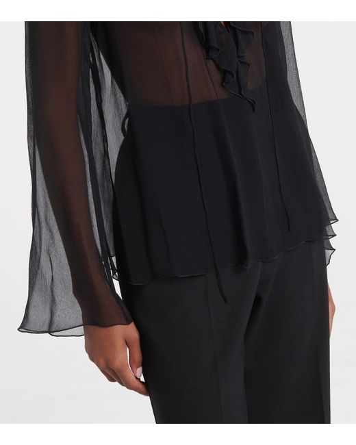 Nili Lotan Gray Bluse Gisella Aus Seidenchiffon