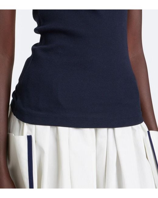 Prada Blue Ribbed-Knit Cotton Tank Top