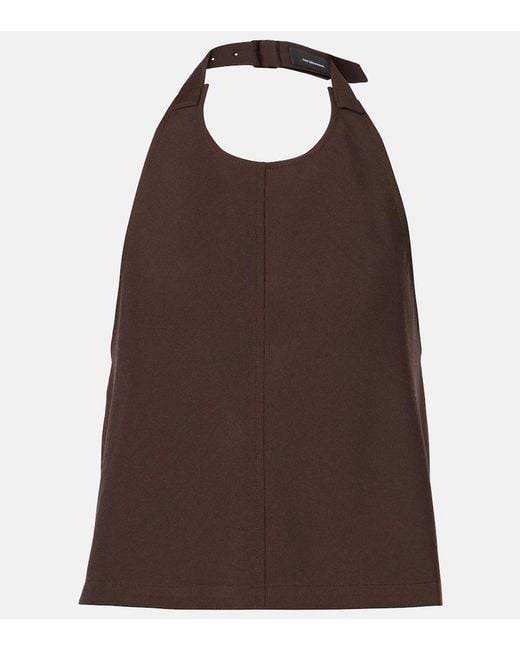 Wardrobe NYC Brown Open-Back Halterneck Wool Top