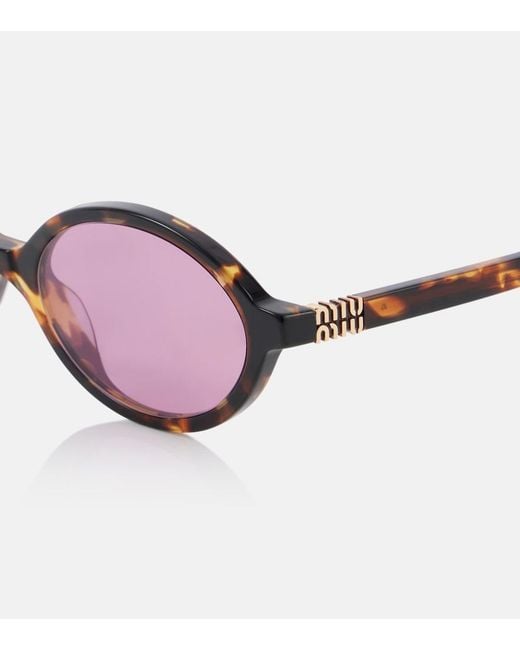 Miu Miu Pink Miu Regard Round Sunglasses