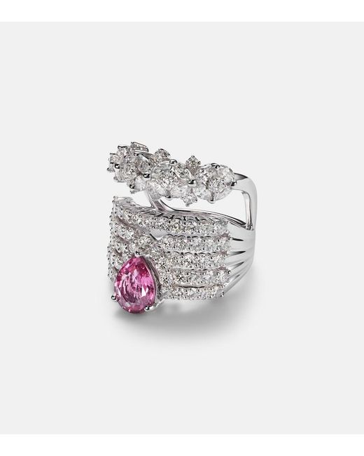 YEPREM White Reign Supreme 18Kt Ring With Diamonds And Sapphire