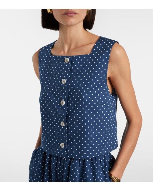 Posse Blue Rio Polka-Dot Cropped Top