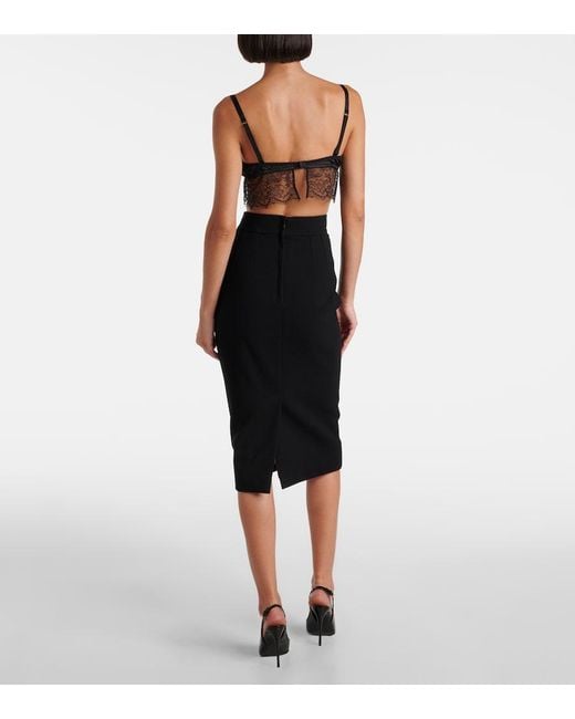 Dolce & Gabbana Black Lace-Trimmed Satin Bralette