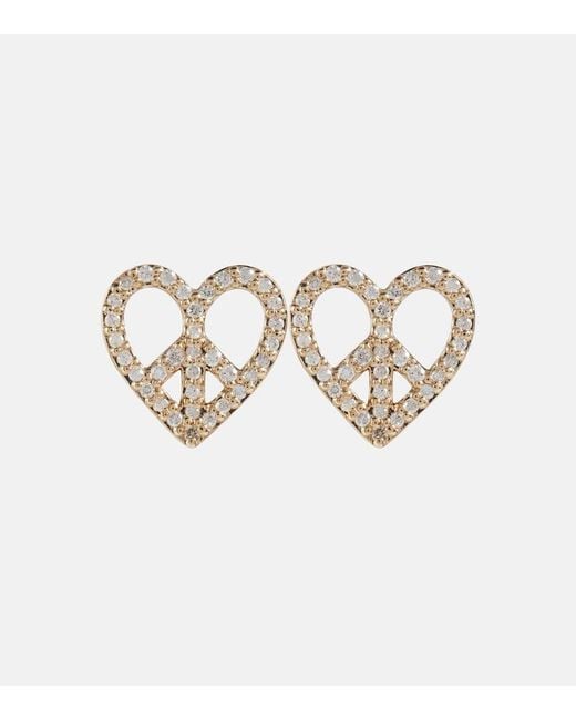Pendientes Peace Heart En Oro De 14 Ct Con Diamantes Sydney Evan de color Metallic