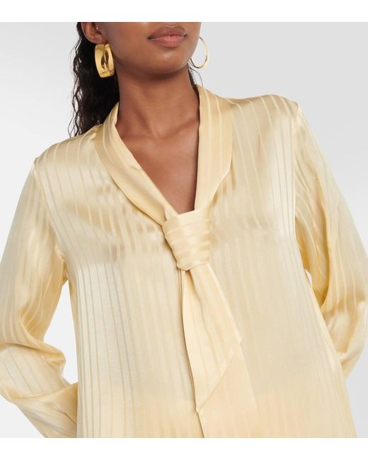 Blusa de seda con lazada Loro Piana de color Yellow