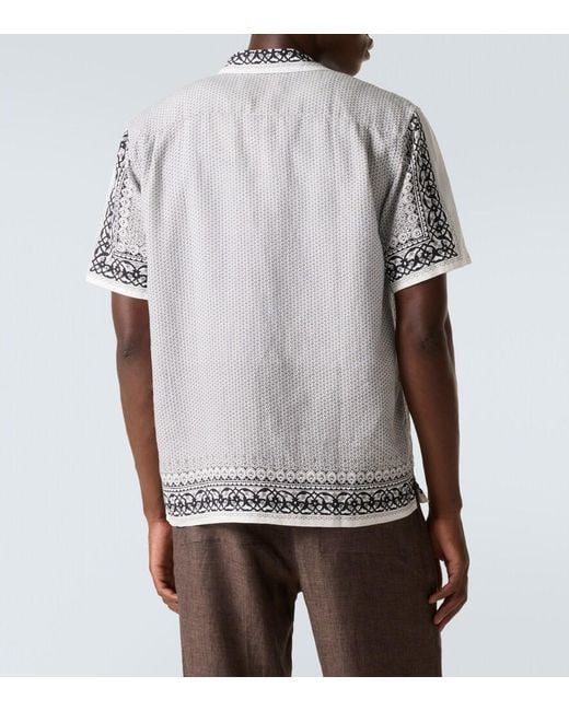 Orlebar Brown Metallic Maitan Printed Linen Bowling Shirt for men