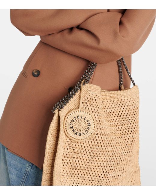 Stella McCartney Natural Falabella Small Crochet Raffia Shoulder Bag