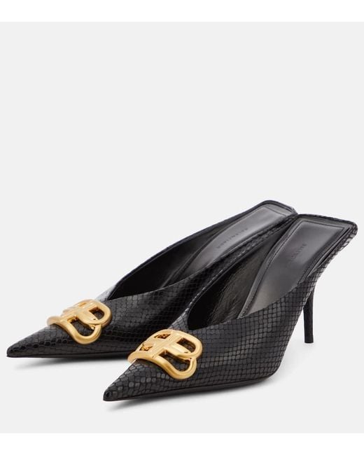 Balenciaga Square Knife Bb 80 Leather Mules in Black | Lyst UK