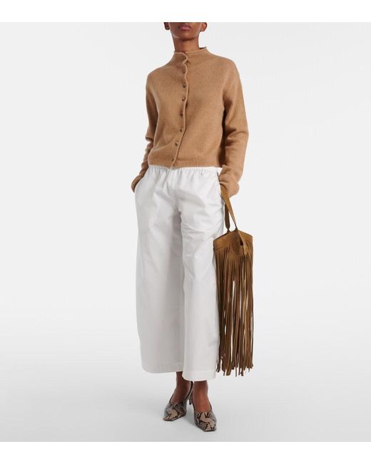 Khaite White Roma Cotton Poplin Wide-Leg Pants