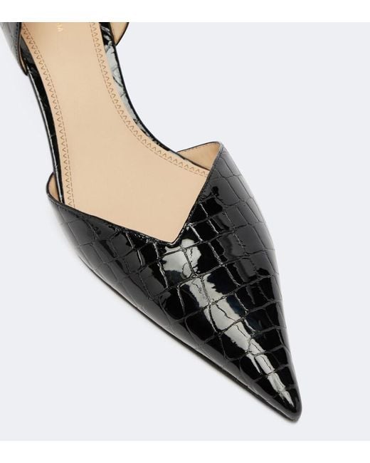 Victoria Beckham Black Victoria Angle D'Orsay Croc-Effect Leather Pumps