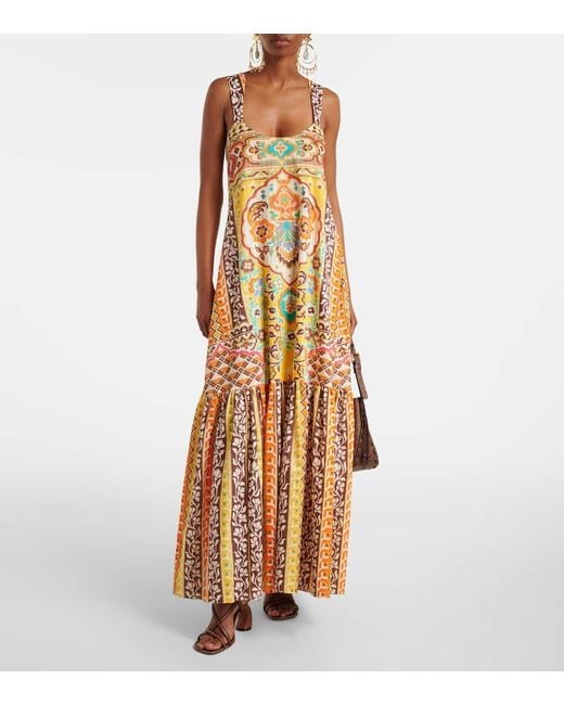 Etro Metallic Printed Cotton Maxi Dress