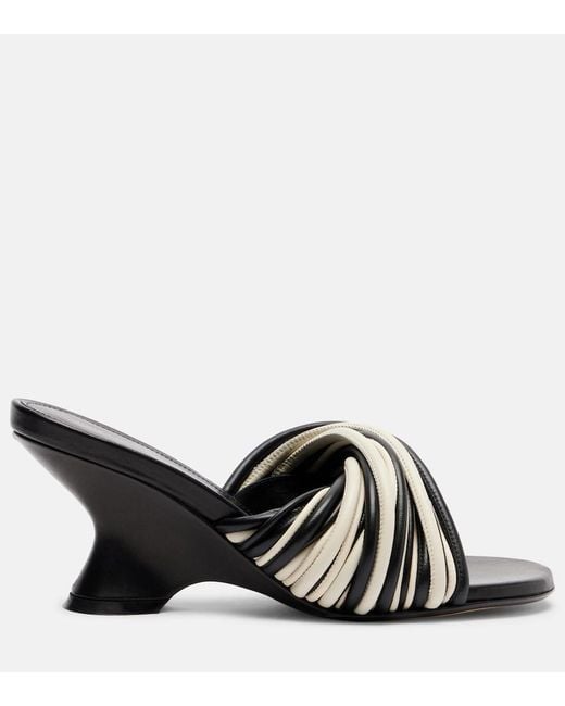 Dries Van Noten Black 75 Leather Wedge Mules