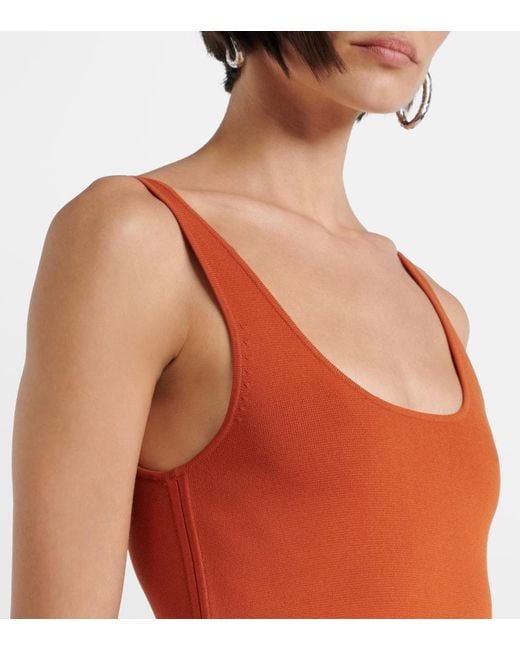 Totême  Orange Midikleid Cocoon Aus Jersey