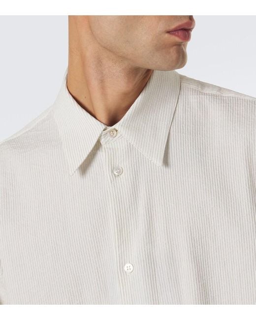 Studio Nicholson White View Striped Cotton And Linen Shirt for men